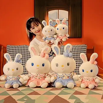 Mielas Easter Bunny Lėlės Pledas Dress Jaukus Touch Bunny Lėlės Žaislas White Rabbit Lėlės Įdaryti Animacinių Filmų Gyvūnų Žaislas