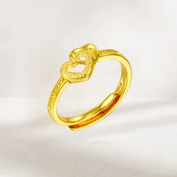 Autentiški Vietnamo Auksu Moterų Žiedas Meilės Mažumų Dizaino Aukščio Auksu Žiedas, Dovana Draugei