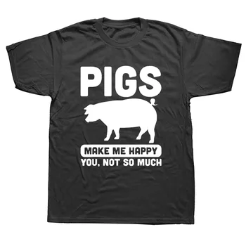 Kiaulių Padaryti Mane Laiminga Ūkininkams, T-Marškinėliai, Unisex Grafinis Mados Naujų Medvilnės Trumpomis Rankovėmis T Shirts O-Kaklo Harajuku 0