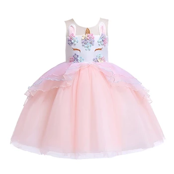 Vaikai Šalis Suknelės Vienaragis Suknelė Vaikų Karnavalas Cosplay Kostiumas Mergaitėms Elegantiškas Princesė Suknelė Mergaitėms, Drabužiai 0