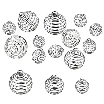 30pcs Sidabro Spiralės Granulių Narvuose, Karolius, Papuošalai Priėmimo (15mm, 25mm, 30mm) 1