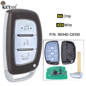 KEYECU 433MHz 8A Chip P/N: 95440-C9100 3 Mygtuką Pakeitimo Keyless-Go Smart Nuotolinio Rakto Pakabuku, skirti 