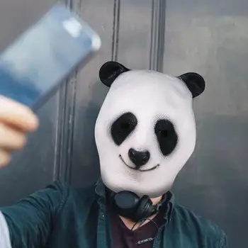 Cosmask Panda Galvos Kaukė Helovinas Kostiumas Šalis Latekso Gyvūnų Galvos Aukštos Kokybės Kaukė Suaugusiems Balta