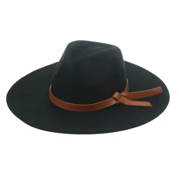 fedora skrybėlės didelis kraštų 9.5 cm kieta diržo juostos moterų skrybėlę chaki kupranugario juodas klasikinis atsitiktinis lauko džiazo kepurės panama vasaros žiemos skrybėlę
