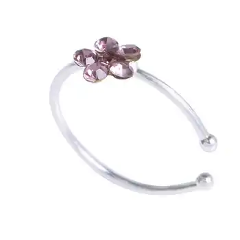 Mados moterų blizga kristalų slyvų žiedų skaidrus, mažas gėlių nosies žiedą, baudos auskarų vėrimo adata 3