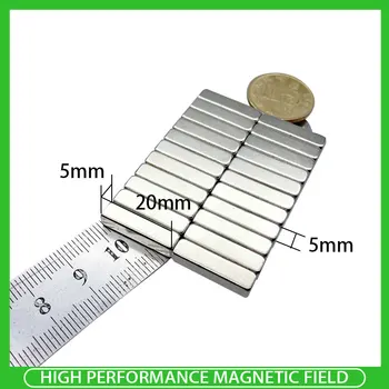 5~100VNT 20x5x5mm blokuoti Galingas N35 Magnetai 20mm x 5mm x 5mm Super Stiprus Lapas Nuolatinio Magnetinio 20*5*5mm