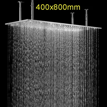 dušo galvutė 400 x 800 mm kritulių lubų montuojamas vonios kambarys dušo priedai didelio lietaus 304 nerūdijančio plieno, matinio paviršiaus