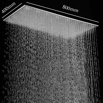 dušo galvutė 400 x 800 mm kritulių lubų montuojamas vonios kambarys dušo priedai didelio lietaus 304 nerūdijančio plieno, matinio paviršiaus 1