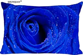 Aukštos Kokybės Custom blue rose Užvalkalas 45x35cm(iš Vienos Pusės) Rectang Užtrauktukas Spausdinti Mesti Užvalkalas Dangtis