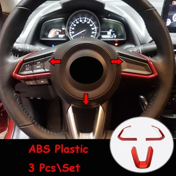 ABS Plastiko raudona Mazda 2 Demio / Mazda CX3 CX-3 2018 Automobilio Vairo Mygtukas rėmo Dangtis Apdaila, Automobilių optikos Reikmenys