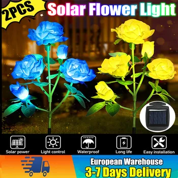 Lauko Saulės Šviesos LED Saulės Modeliavimas Rožių Gėlių, Šviesos, Namų dekoro Gėlių Žibintai Sodo Puošmena Vejos Lempos Rose Light