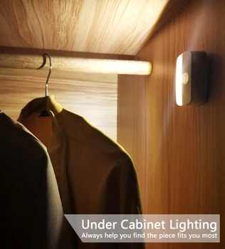 PIR Judesio Jutiklis Nakties Šviesos Mini LED Lempos Baterija Smart Naktį Lempa Spinta Miegamajame, Virtuvės Spinta, Tualetas, Laiptų 0
