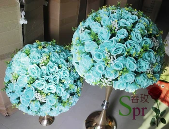 SPR NAUJOS!2018 tiffany mėlyna vestuvių stalo puošmena gėlių kamuolys apdailos gėlės Kelių švino gėlių 40cm dia. 2vnt/daug