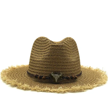 Naujas Panama Šiaudų Kepurės,Moteriški Saulės Skrybėlę Vasarą Platus Kraštų Floppy Fedora Paplūdimio Bžūp UV Apsaugos Dangtelis 0