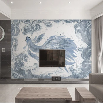 Tapetai Youman 3D Custom Freskos Tekstūros Kinijos Kraštovaizdžio Tapetai Mėlynos ir Baltos spalvos Akvarelės Sidabrinis, Elegantiškas TV Fone 1