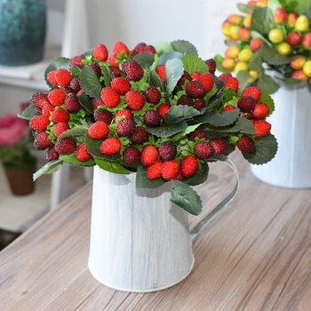 10vnt Pigūs Netikras Vaisius Stiklo Braškių Red Cherry Stamens Mini Uogų Dirbtinių Gėlių 