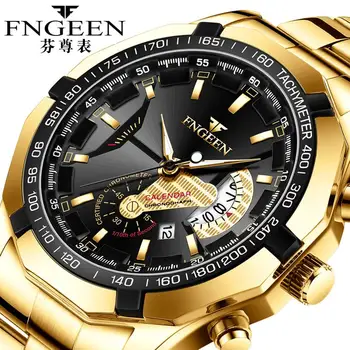 Didelis Ciferblatas Verslo Aukso Žiūrėti 2022 Vyrai Žiūrėti Vandeniui Kvarco Riešo Žiūrėti Negabaritinių Kalendoriaus Kūrybos Aukso Vyrų Laikrodžiai reloj