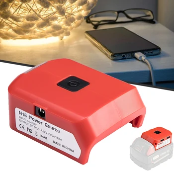 Raudona USB Kroviklis Adapteris su Led Šviesos 18V-20V Maitinimo Šaltinio Darbo Light Dual USB Portable Medienos apdirbimo Įrankiai, Žibintuvėlis