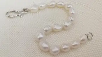 10mm baltas baroko perlų rankų darbo Apyrankė nekilnojamojo Natūralių Gėlavandenių Perlų 15cm 20cm 6inch 8inch