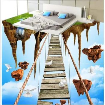 beibehang 3D Dangus Dangus Island adventure lynų tiltas grindų trimatis dažymas, plytelės, pvc storio nešiojami vandeniui flo