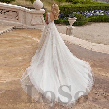 Elegantiškas Vestuvių Suknelė Lankas Varčias Išskirtinį Appliques Rankovių Tiulio Princesė Mopping Suknelė 2022 Chalatas De Mariee Moterims 1