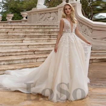 Elegantiškas Vestuvių Suknelė Lankas Varčias Išskirtinį Appliques Rankovių Tiulio Princesė Mopping Suknelė 2022 Chalatas De Mariee Moterims 4