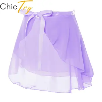 Vaikų Mergaičių Baleto Šokių Sijonas Basic Classic Šifono Mini Pull-On Įvyniojimas Sijonas Vaikams, Šokių Praktikos Etapo Rezultatus Dancewear