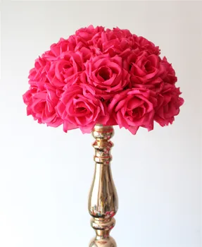 SPR 35cm*12pcs/daug slyvų/fuschia Kabo Gėlių Kamuolys Centerpieces Šilko Rose Vestuvių Bučiavosi Kamuolys Pomanders Mėtų Apdailos Kamuolys 0