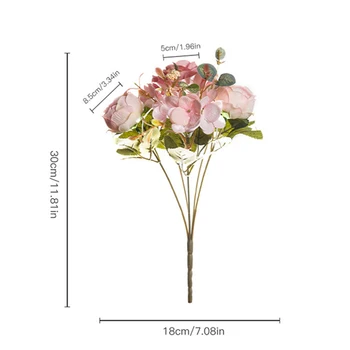 Rose Hydrangea Hibridas Puokštė Dirbtinės Gėlės, Namų Vestuves Apdailos Šilko Netikrą Gėlių Rudenį Rudenį Kalėdų Dekoro 5