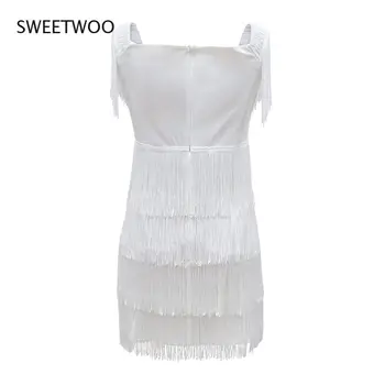 Seksualus Rankovių Bodycon Mini Suknelė Moterims Balta Off Peties Kutas Moterų Trumpos Suknelės 2021 M. Vasarą Šalies Klubas Tvarstis 5