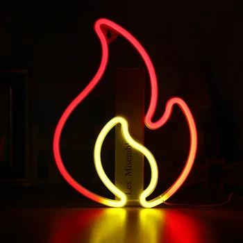 Modeliavimo Liepsna LED Neonas Pasirašyti Raudonos ir Geltonos Liepsnos Neoninės Šviesos Namuose Šalis, Sienų Dekoras Kabo Šviesa Nakties Žibintas, Miegamojo Dovanos
