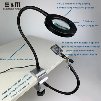 Didinamojo Stiklo Reguliuoti LED Lempos PCB Fiksuotojo Įrašą Kablio Elektros Ketaus Laikiklis Suvirinimo Stalo Litavimo Elektroninės Priežiūros Priemonė 5