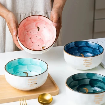Japonų Keramikos Dubenėlį Star Serijos Vaisių Salotos Trumpąją Makaronai Dėklas Pilnas Porceliano Stalo Rinkiniai, Indai Ir Dekoratyviniai Indai