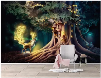 WDBH užsakymą freskos 3d tapetai Europos naftos tapyba dream miško medžių briedis namų dekoro 3d sienų freskomis tapetų sienos, 3 d 0