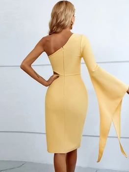 Ilgomis Rankovėmis Tvarstis Suknelės 2022 Moterų Šalis Suknelė Bodycon Elegantiškas, Seksualus, Puoštas Vieną Petį Vakarą Gimtadienį Klubas Komplektus 2022 4