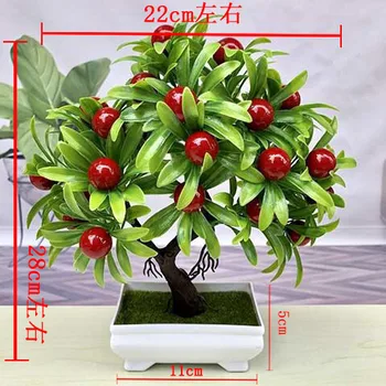 Artificail Vaisinius Augalus, Namų Dekoro, Apelsinų Ir Vyšnių Bonsai Modeliavimas Dirbtinės Gėlės 1