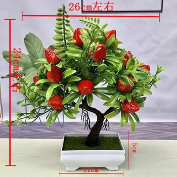 Artificail Vaisinius Augalus, Namų Dekoro, Apelsinų Ir Vyšnių Bonsai Modeliavimas Dirbtinės Gėlės 3