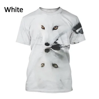 2022 Vyrų ir Moterų Fox Gyvūnų Spausdinti trumparankoviai 3D Marškinėliai Vyrams ir Moterims White Fox Žvėris Mados Atsitiktinis Hip-hop Streetwear Viršų 0