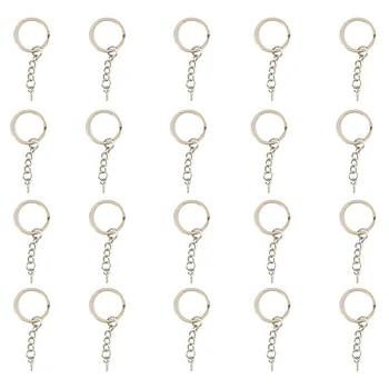 20pcs/daug 25mm paketų prižiūrėtojų raktinę Su Varžtu Akių Kaiščių Jungtis Split Ring Keychain Metalo Llavero 