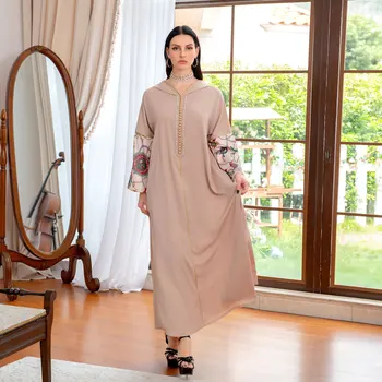 Maroko Musulmonų Maxi Suknelė Moterims Elegantiškas Gobtuvu Diamond Ilgos Suknelės Etninės Dubajaus Musulmonų arabų Abaja Islamo Drabužių Abayas 0