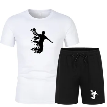 Vasaros vyriškų Prekės Sportiniai Šortai Nustatyti Trumpas Rankovės Kvėpuojantis T-Marškinėliai Ir Šortai Atsitiktinis Nešioti Vyrų Krepšinio Mokymo Kostiumas