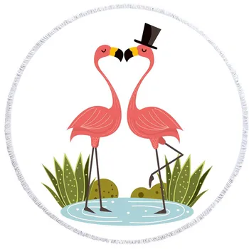 Karšto Pardavimo Animacinių filmų Flamingo Mėgėjams Spausdinti Paplūdimio Rankšluostį 150cm Didelis Moterų Turas Paplūdimio Rankšluostį su Kutai Jogos Kilimėlis Toalla Playa Kilimėliai