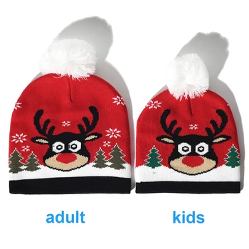 Kalėdų Megzti Skrybėlę Megztinis Megztas Beanie Kalėdų Dovana Suaugusiems, Vaikams, Kalėdos naujieji Metai Apdaila