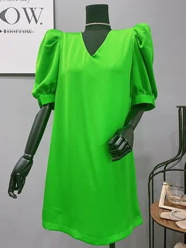 Žalia Šifono Suknelė Vasaros 2023 Naujas Prarasti Pasakų Suknelė Arbatos Pertrauka Vidurio ilgio Suknelė Didelis Moterų Pavasario