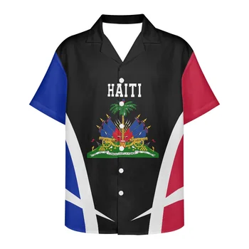 Vasaros 2022 Vyrų Marškinėliai Haičio Vėliava Spausdinimo Drabužių Šiaurės Amerikos Desig vyriški Marškiniai Plius Dydis Trumpas Rankovėmis V-Kaklo vyriški Marškiniai 0