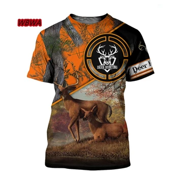 Vasarą Vyrams marškinėliai 3D Elnių Medžioklės Spausdinti Harajuku trumpas Rankovės marškinėliai, Unisex Atsitiktinis marškinėliai topai Didmeninė ir Lašas laivybos 5