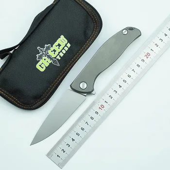 Žalioji erškėčių butas 95 sulankstomas peilis su titano lydinio rankena K110 ašmenys lauko kempingas išgyvenimo virtuvės vaisių peilis EDC įrankiai