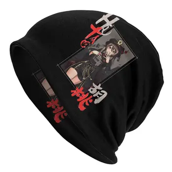 Hu Tao Genshin Poveikį, Variklio Dangtis, Skrybėlės Anime Žaidimas Megzti Skrybėlę Hip-Hop Street Skullies Beanies Skrybėlė, Žiemą Šilta Šilumos Elastinga Bžūp 0