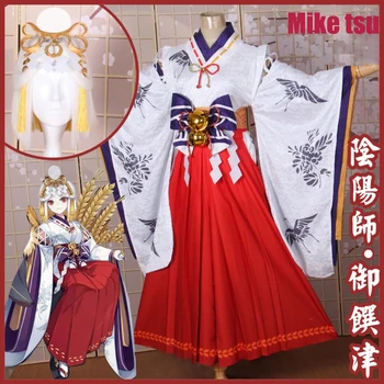 Anime! Onmyoji Mike tsu Prieš Awakening Naujas Shikigami Ragana Dress Ryžių Dievas Kimono Puikus Vienodas Cosplay Kostiumų Nemokamas Pristatymas