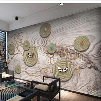 wellyu papel de parede para quarto Užsakymą tapetai Naujas Kinijos abstract 3D drugelis lotus lapų marmuro dekoratyvinis dažymas